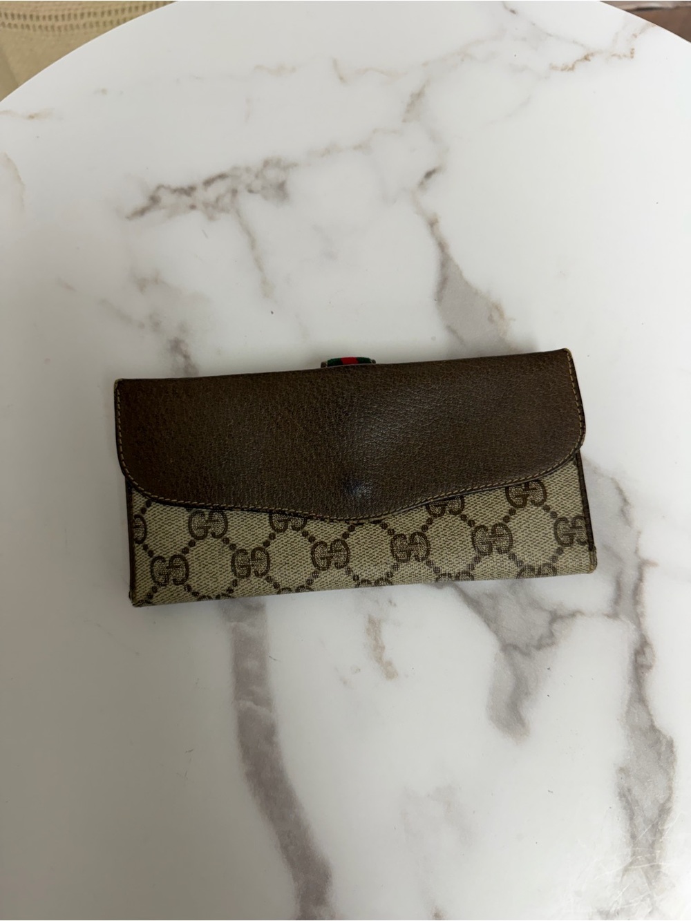 Vintage Gucci Sherry Line Canvas & Leather Wallet OS